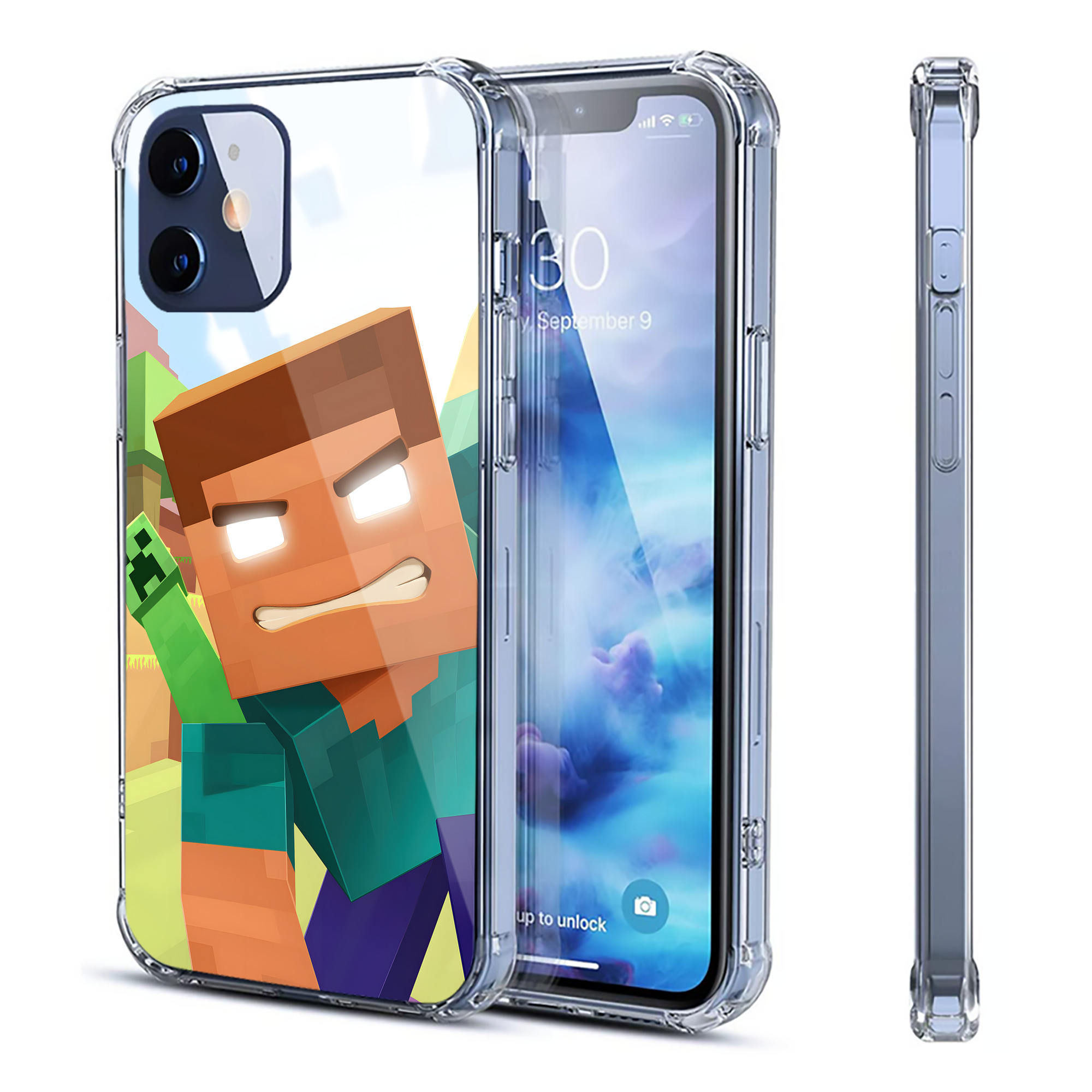 （画像用） マインクラフト ブロックの世界 Minecraft MC Block world 【iPhone 12シリーズ対応】透明スマホケース（クリアソフトケース）